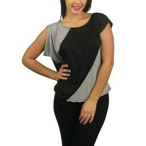 Womens Chloe K Two Tone Short Sleeve Top